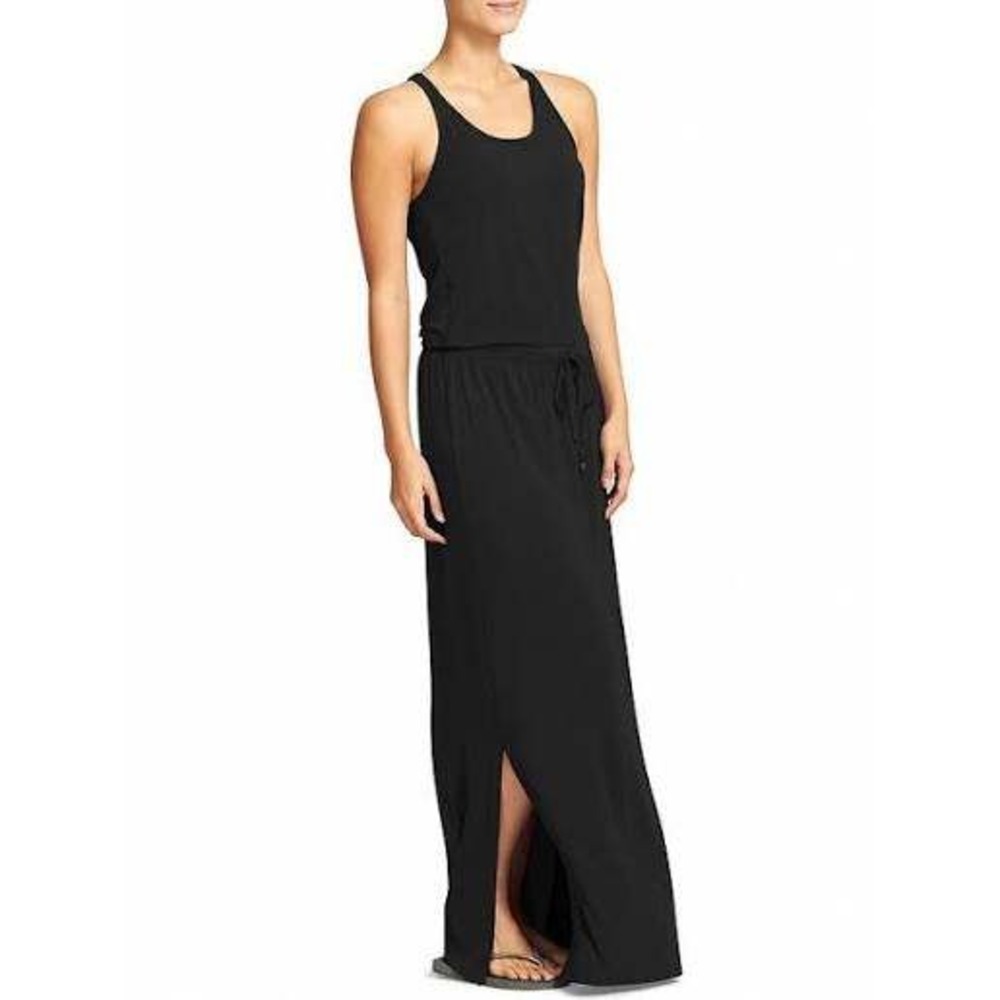Athleta Dress Womens Small Cressida Black Silk Blend Racerback Maxi Stretch Tank